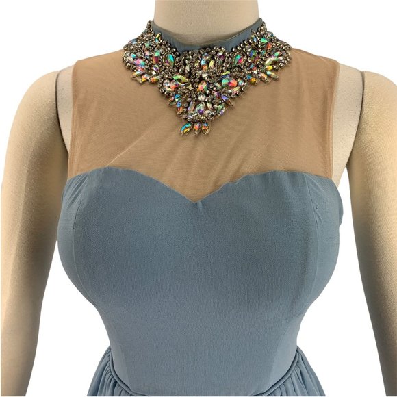 City Studio 1 Dress Prom Formal Blue Rhinestone - Picture 4 of 9